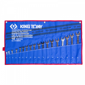 Набор KING TONY комбинированных ключей, 6-24 мм чехол из теторона, 18 предметов