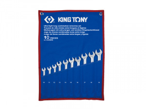 Набор KING TONY комбинированных удлиненных ключей, 10-19 мм, чехол из теторона, 10 предметов