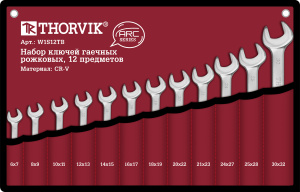 Набор Thorvik ключей гаечных рожковых серии ARC в сумке, 6-32 мм, 12 предметов
