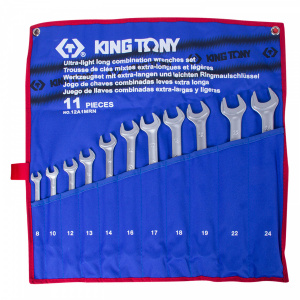 Набор KING TONY комбинированных удлиненных ключей, 8-24 мм, чехол из теторона, 11 предметов