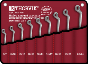 Набор Thorvik ключей гаечных накидных изогнутых серии ARC в сумке, 45444 мм, 9 предметов