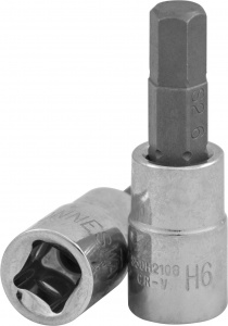 Насадка Jonnesway торцевая 1/2"DR с вставкой-битой шестигранной, H6, 55 мм