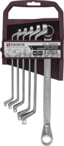 Набор Thorvik ключей гаечных накидных изогнутых 75° на держателе, 43617 мм, 6 предметов