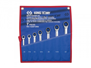 Набор KING TONY комбинированных трещоточных ключей, 3/8"-3/4", чехол из теторона, 7 предметов