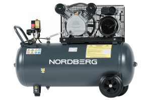 Компрессор Nordberg NCP100/360A поршневой с ременной передачей 220В, ресив. 100л, 360л/мин (LB24)