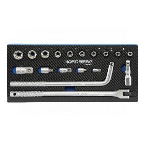 Набор головок (Е) 1/2" NORDBERG 18 предметов в ложементе