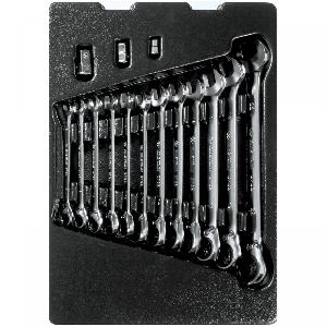 Набор комбинированных ключей с трещоткой, ложемент, 15 предметов KING TONY