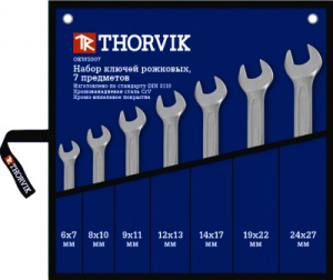 Набор Thorvik ключей гаечных рожковых в сумке, 46539 мм, 7 предметов