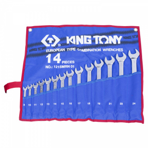 Набор KING TONY комбинированных ключей, 8-24 мм, чехол из теторона, 14 предметов