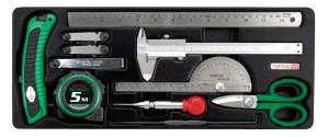 Набор TOPTUL инструментов для измерения, маркировки, резки, 11 предметов в ложементе  