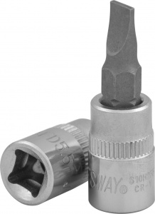 Насадка Jonnesway торцевая 1/4"DR с вставкой-битой шлицевой, SL5.5, 37 мм