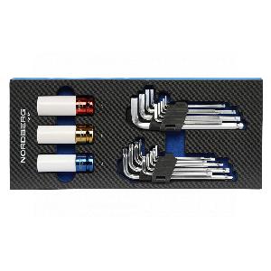 Набор шестигранных ключей и ударных головок NORDBERG 21 предмет в ложементе