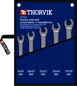 Набор Thorvik ключей гаечных разрезных в сумке, 43678 мм, 5 предметов