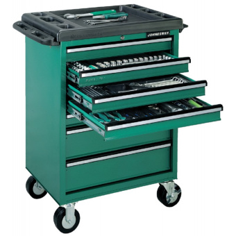 Тележка Jonnesway инструментальная 7-ми полочная с инструментом в ложементах, 146 предметов