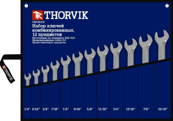 Набор ключей гаечных комбинированных дюймовых в сумке 1/4"--15/16", 12 предметов