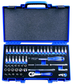 Набор торцевых головок с принадлежностями 1/4", шестигранные, 4-14 мм, 50 предметов, в комплекте мул