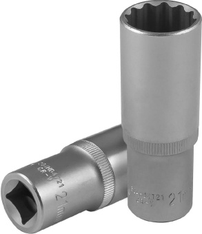 Головка Jonnesway торцевая глубокая 12-гранная 1/2"DR, 21 мм