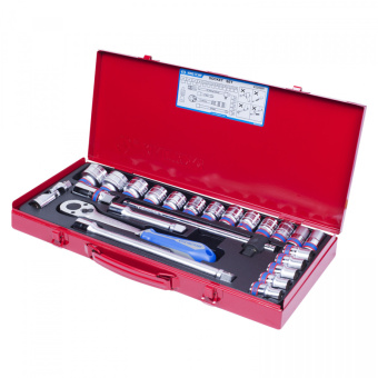 Набор KING TONY торцевых головок с принадлежностями 1/2", шестигранные, 10-32 мм, 24 предмета