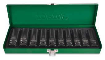 Набор TOPTUL ударных головок удлиненных 1/2" от 10 до 24 мм, 10 предметов