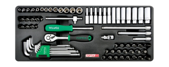 Набор TOPTUL головок и аксессуаров 1/4" в ложементе, 72 предмета