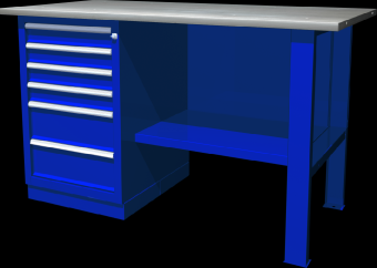 Верстак с одной тумбой, тумба с 6 ящиками, 1390х686х820 мм
