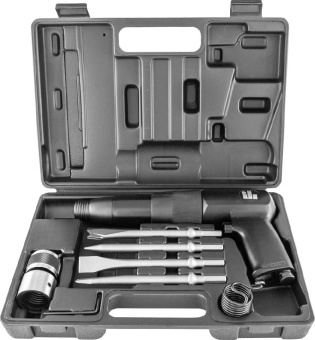 Набор Jonnesway молоток пневматический с низкой вибрацией 2100 уд/мин., патрон H10, c насадками, 8 п