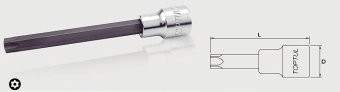Головка TOPTUL торцевая TORX 1/2" T50 L=120 мм с отверстием