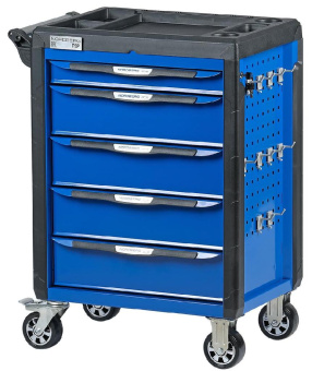 Тележка Nordberg инструментальная, 5 выдвижных ящиков, с системой защиты от опрокидывания, синяя
