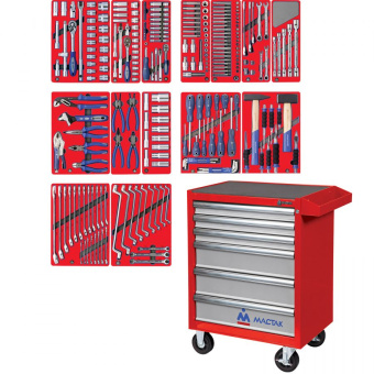 Набор МАСТАК инструментов "ЛИДЕР" в красной тележке, 270 предметов