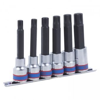 Набор KING TONY торцевых насадок 1/2", RIBE, М9-М16, L = 100 мм, 6 предметов