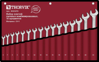 Набор Thorvik ключей гаечных комбинированных серии ARC в сумке, 6-24 мм, 16 предметов