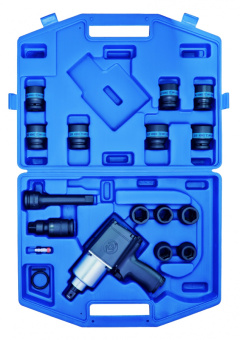 Гайковерт KING TONY пневматический ударный 3/4", 1085 Нм, с комплектом ударных головок, 18 предметов