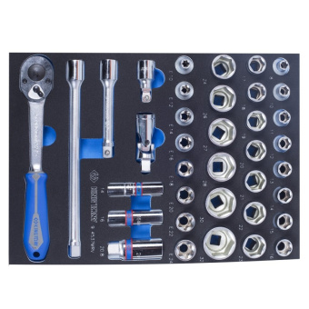 Набор торцевых головок 1/2" с принадлежностями, ложемент, 37 предметов KING TONY