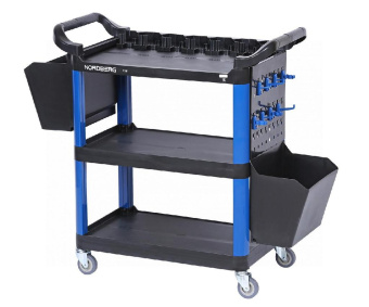 Тележка Nordberg инструментальная, 3 пластиковые полки, синяя