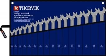 Набор Thorvik ключей гаечных комбинированных в сумке, 6-24 мм, 16 предметов