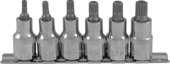 Набор Ombra насадок торцевых 1/2"DR с вставками-битами SPLINE на держателе, M5-M12, 6 предметов