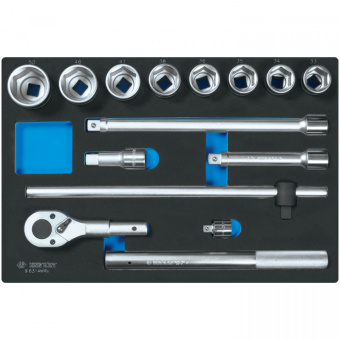 Набор KING TONY торцевых головок 3/4" с принадлежностями, ложемент, 14 предметов