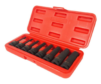 Набор бит-головок 1/2" HEX H5-19ммх78мм ударных в кейсе 8 предметов JTC