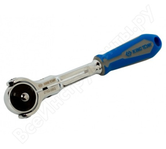 Трещотка KING TONY 2752-06G, дисковый механизм, поворотная голова с кнопкой. Посадочный квадрат 1/4"