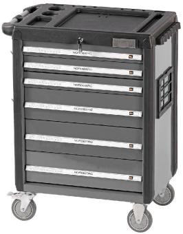 Тележка Nordberg инструментальная, 6 выдвижных ящиков, серая