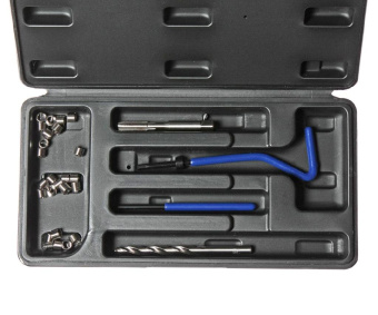 Набор инструментов для восстановления резьбы (вставки М6х1.0, L=8.0мм, 20шт.) 24 предмета JTC