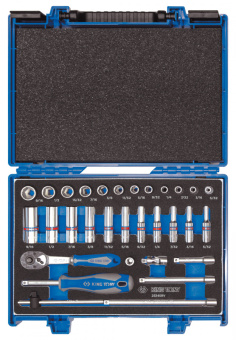 Набор торцевых головок с принадлежностями 1/4", шестигранные, 5/32"-9/16", 31 предмет KING TONY 2331