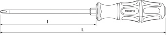 Отвертка Thorvik стержневая ударная крестовая, PH1x75 мм