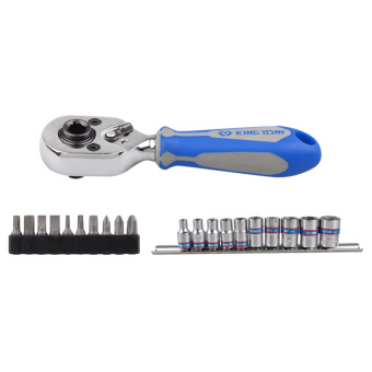 Набор KING TONY вставок (бит) и головок с трещоткой 1/4", TORX, HEX, PH, 21 предметов