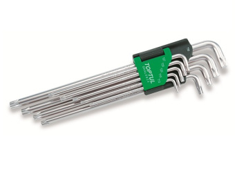 Набор TOPTUL  Г-образных ключей TORX T10-T50 экстрадлинные, 9 пр.