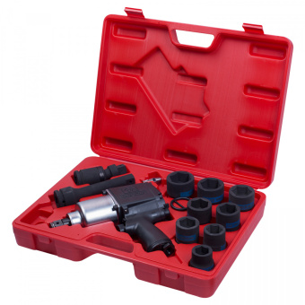 Гайковерт KING TONY пневматический ударный 3/4", 1085 Нм, с комплектом головок, 14 предметов