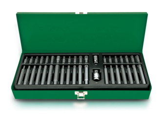 Набор TOPTUL бит с адаптерами 3/8" и 1/2", Torx, Spline, Hex, 40 предметов