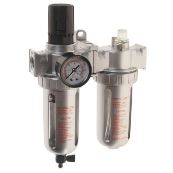 Блок подготовки воздуха (лубрикатор,осушитель) 3/8" пластик. переключ. 150PSI 2500л/мин. 125мл JTC