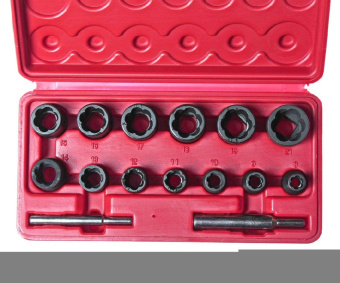 Набор JTC головок для поврежденных болтов и гаек 8-21мм в кейсе 15 предметов JTC