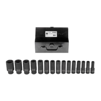 Набор WiederKraft ударных головок глубоких 1/2" 15 пр., длина 78 мм  10-32 мм.